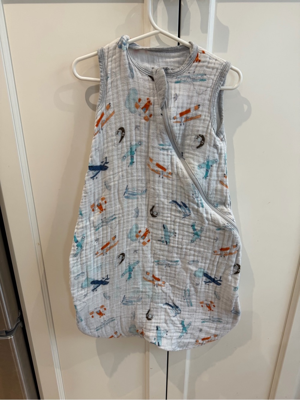 Loulou lollipop 3-12m Airplane Print in Light Gray & Blue
